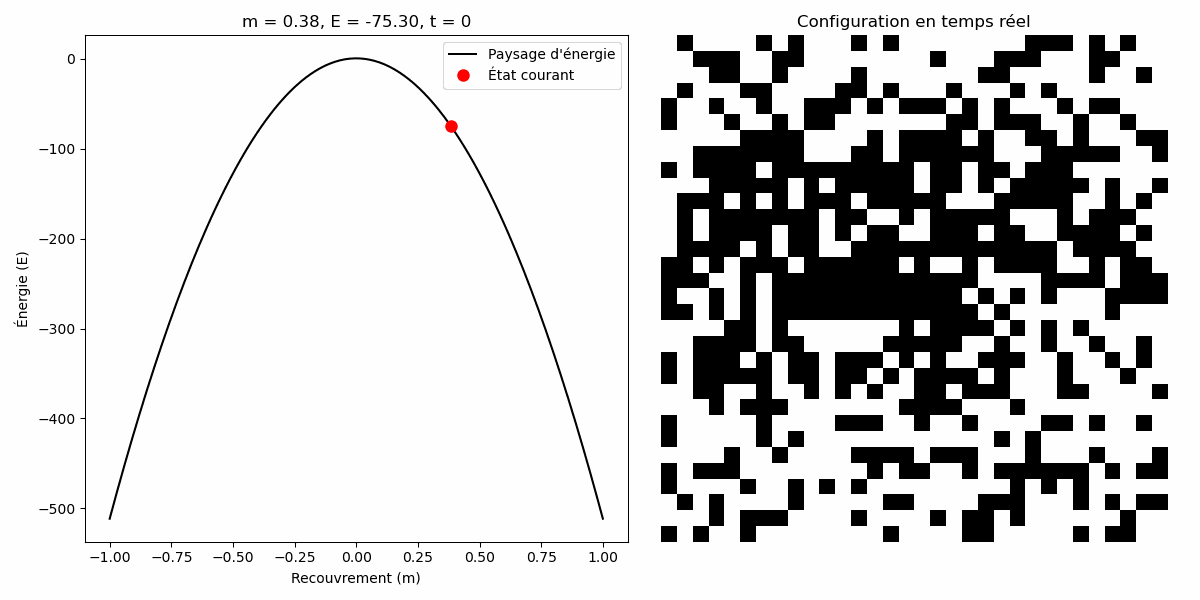 Simulation du réseau de Hopfield pour un seul pattern